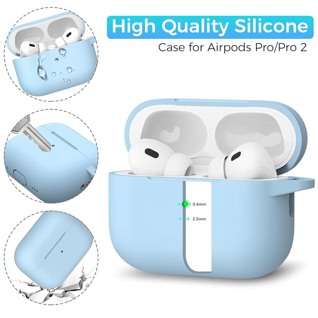 ZORBES® for AirPods Pro 2nd Generation Case Protective Silicone Cover with Carabiner & Dual-Headed Earbud Cleaning Pen Anti-Scratch AirPods Pro 2 Case for Apple AirPods Pro 2nd Generation Case, Blue ZORBES® for AirPods Pro 2nd Generation Case Protective Silicone Cover with Carabiner & Dual-Headed Earbud Cleaning Pen Anti-Scratch AirPods Pro 2 Case for Apple AirPods Pro 2nd Generation Case, Blue